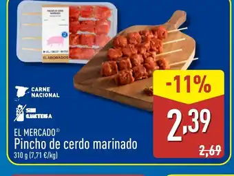 ALDI EL MERCADO Pincho de cerdo marinado oferta
