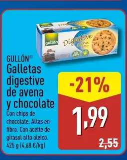 ALDI GULLÓN Galletas digestive de avena y chocolate oferta
