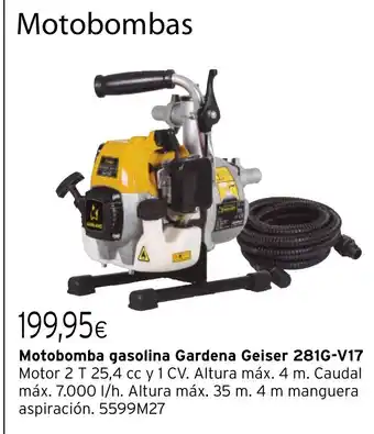 Cadena88 Motobomba gasolina Gardena Geiser 281G-V17 oferta