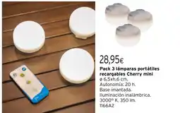 Cadena88 Pack 3 lámparas portátiles recargables Cherry mini oferta