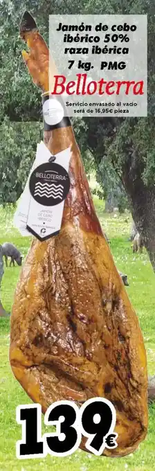 Supermercados Piedra Jamón de cebo ibérico 50% raza ibérica oferta