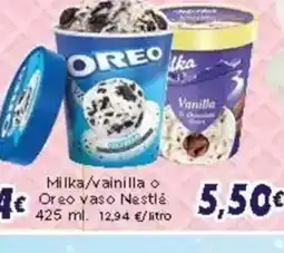 Supermercados Piedra Milka/vainilla Oreo vaso Nestlé oferta