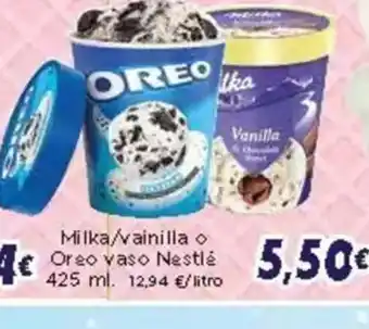 Supermercados Piedra Milka/vainilla Oreo vaso Nestlé oferta