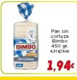 Supermercados Piedra BIMBO Pan sin corteza oferta