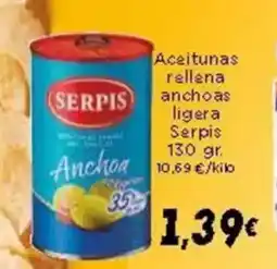 Supermercados Piedra SERPIS Aceitunas rellena anchoas ligera oferta