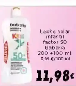 Supermercados Piedra BABARIA Leche solar infantil factor 50 oferta