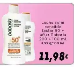 Supermercados Piedra BABARIA Leche solar sensible factor 50 + oferta