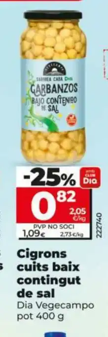 Dia Cigrons cuits baix contingut de sal oferta