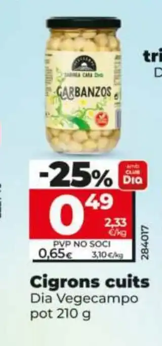 Dia Cigrons cuits oferta