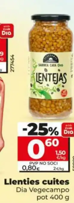 Dia Llenties cuites oferta