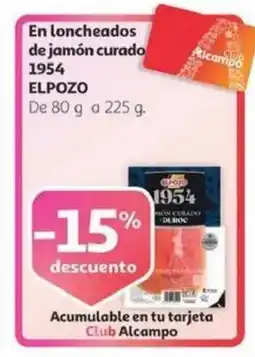 Alcampo ELPOZO En loncheados de jamón curado 1954 oferta