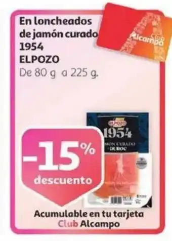 Alcampo ELPOZO En loncheados de jamón curado 1954 oferta