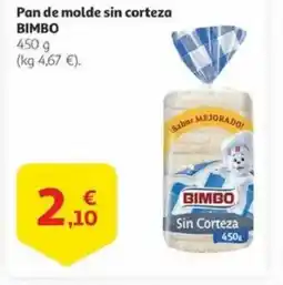 Alcampo BIMBO Pan de molde sin corteza oferta