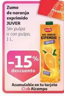 Alcampo JUVER Zumo de naranja exprimido oferta