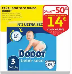 Alcampo DODOT Pañal bebé seco jumbo oferta