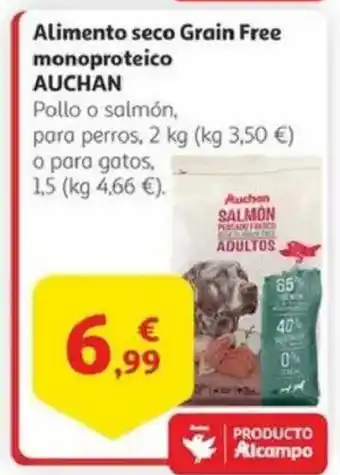 Alcampo AUCHAN Alimento seco Grain Free monoproteico oferta