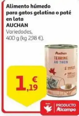 Alcampo AUCHAN Alimento húmedo para gatos gelatina o paté oferta