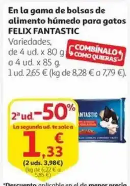 Alcampo FELIX FANTASTIC En la gama de bolsas de alimento húmedo para gatos oferta