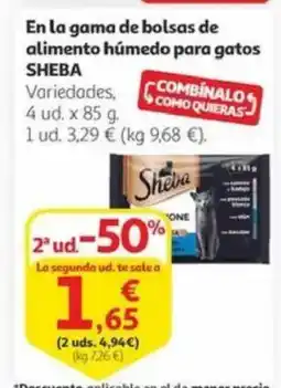 Alcampo SHEBA En la gama de bolsas de alimento húmedo para gatos oferta