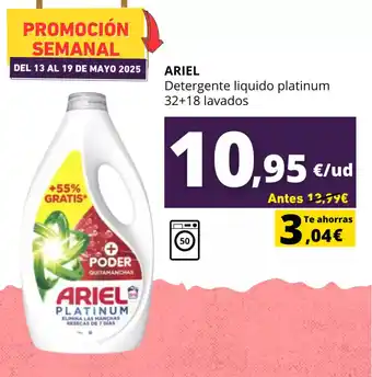 Tu Trébol Hipermercados ARIEL Detergente liquido platinum 32+18 lavados oferta