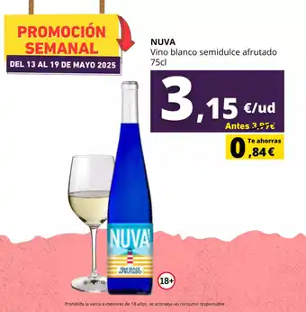 Tu Trébol Hipermercados NUVA Vino blanco semidulce afrutado oferta