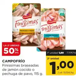 Alimerka CAMPOFRÍO Fínissimas braseadas de jamón cocido o pechuga de pavo oferta