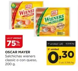 Alimerka OSCAR MAYER Salchichas wieners classic o con queso oferta