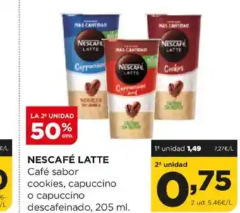 Alimerka NESCAFÉ LATTE Café sabor cookies, capuccino o capuccino oferta