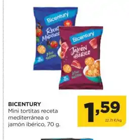 Alimerka BICENTURY Mini tortitas receta mediterránea o jamón ibérico oferta