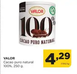 Alimerka VALOR Cacao puro natural 100% oferta