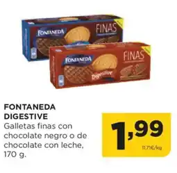 Alimerka FONTANEDA DIGESTIVE Galletas finas con chocolate negro o de chocolate con leche oferta