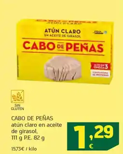 HiperDino CABO DE PEÑAS atún claro en aceite de girasol, oferta
