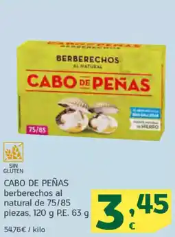 HiperDino CABO DE PEÑAS berberechos al natural de 75/85 piezas oferta