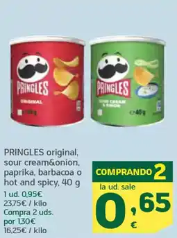 HiperDino PRINGLES original, sour cream&onion, paprika, barbacoa o hot and spicy oferta