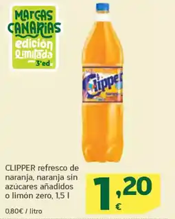 HiperDino CLIPPER refresco de naranja, naranja sin azúcares añadidos o limón zero oferta