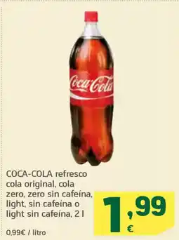 HiperDino COCA-COLA refresco cola original, cola zero, zero sin cafeína, light, sin cafeína o light sin cafeína oferta
