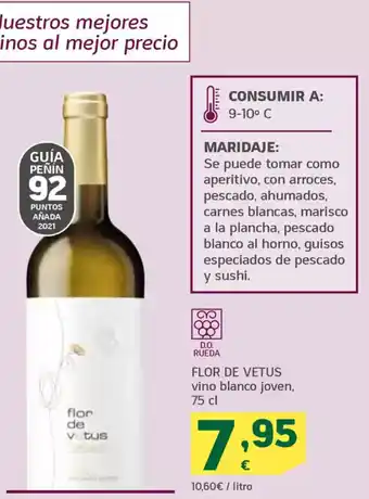 HiperDino FLOR DE VETUS vino blanco joven oferta