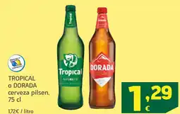 HiperDino TROPICAL o DORADA cerveza pilsen, oferta