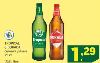 HiperDino TROPICAL o DORADA cerveza pilsen, oferta