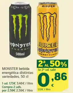 HiperDino MONSTER bebida energética distintas variedades oferta