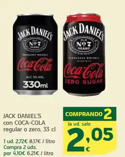 HiperDino JACK DANIEL'S con COCA-COLA regular o zero oferta