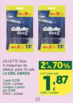 HiperDino GILLETTE blue II máquinas de afeitar, pack 10 uds. +2 UDS. GRATIS oferta