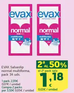 HiperDino EVAX Salvaslip normal multiforma, pack 34 uds. oferta