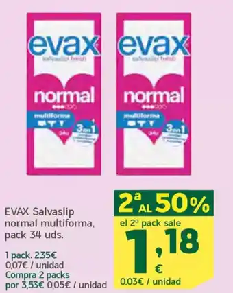 HiperDino EVAX Salvaslip normal multiforma, pack 34 uds. oferta
