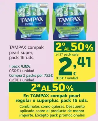 HiperDino TAMPAX compak pearl super oferta
