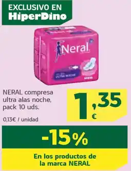 HiperDino NERAL compresa ultra alas noche oferta
