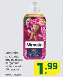 HiperDino MIMOSÍN suavizante origins rosas, bergamota, violeta o lírio, 50 lavados oferta