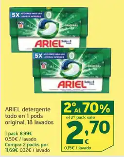 HiperDino ARIEL detergente todo en 1 pods original, 18 lavados oferta