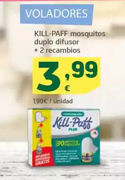 HiperDino KILL-PAFF mosquitos duplo difusor + 2 recambios oferta
