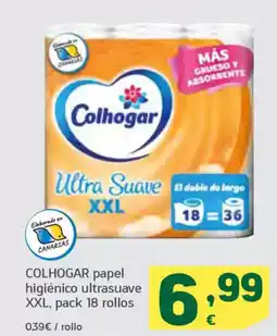 HiperDino COLHOGAR papel higiénico ultrasuave XXL, pack 18 rollos oferta